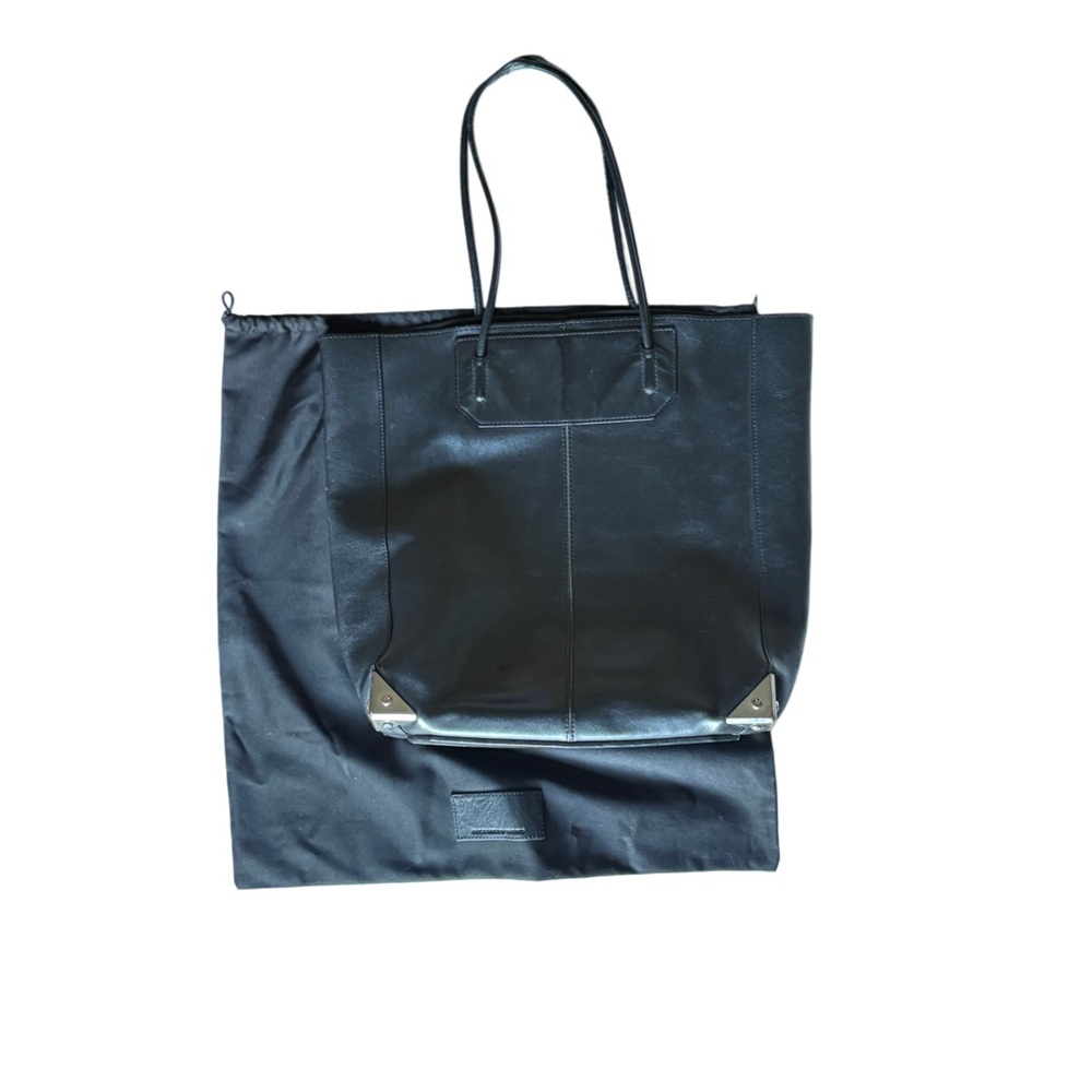 Alexander Wang Prisma Tote Large Elegant Black Leather With Metal Corners